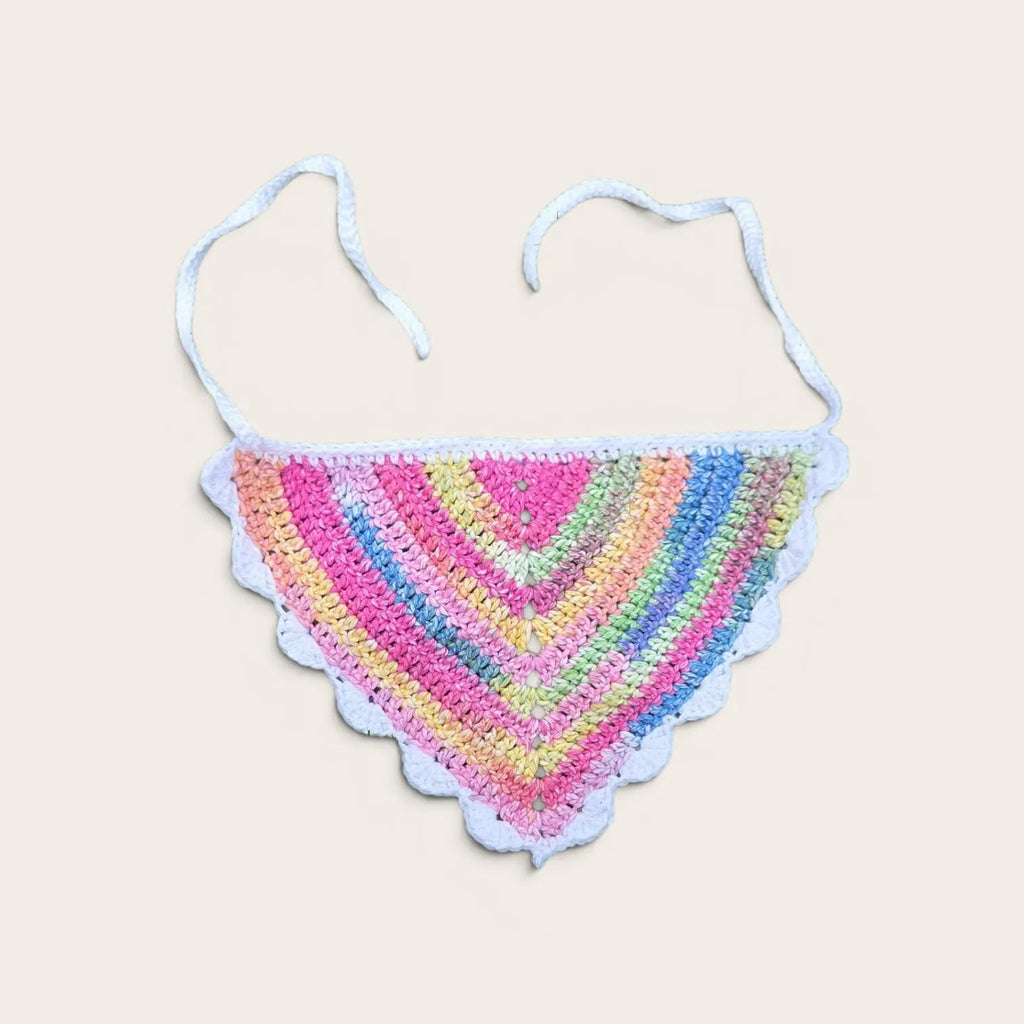 Pastel Scalloped Crochet Bandana – 100% Cotton